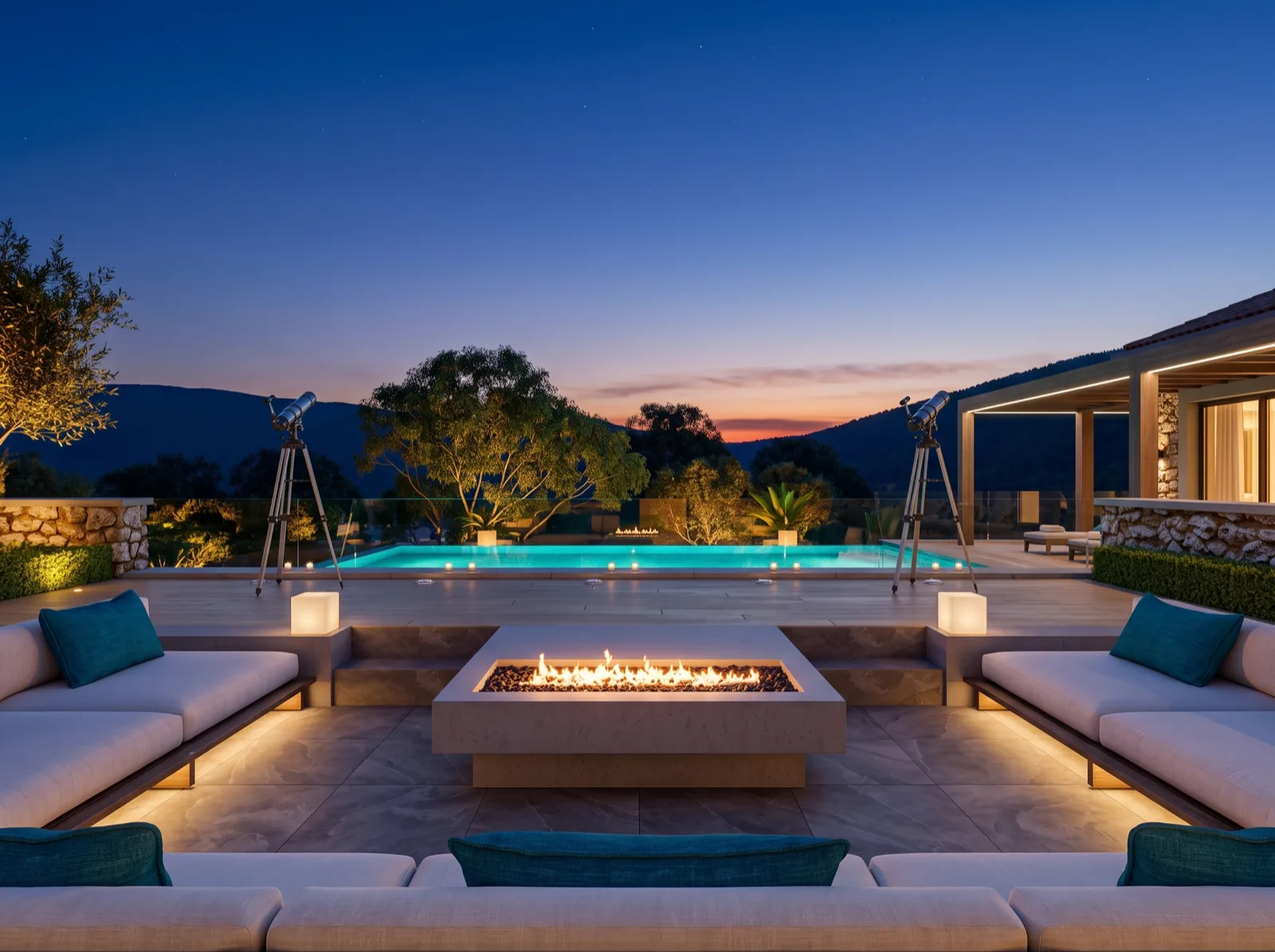 Pool deck — evening concept